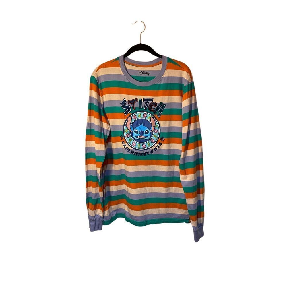 Disney women’s striped long sleeve, multicolored Lilo and stitch shirt, size med